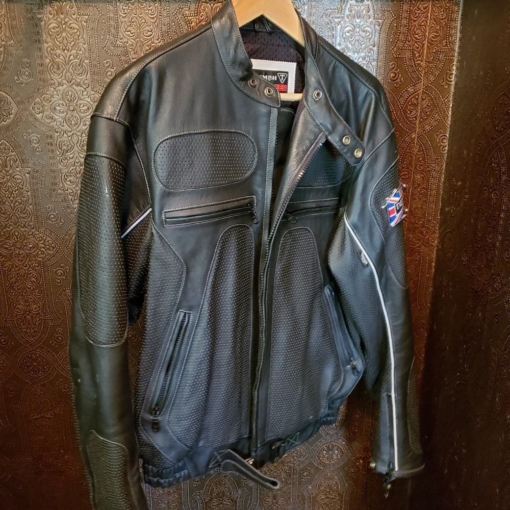 Triumph Black Leather Motorcycle Jacket
